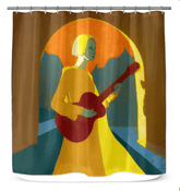 Unique and stylish SurArt 81 shower curtain serving as a modern bathroom centerpiece
